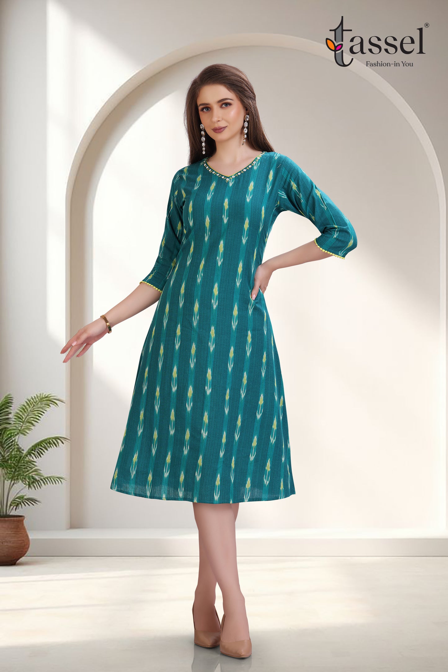 Montera Green Ikkat Dress