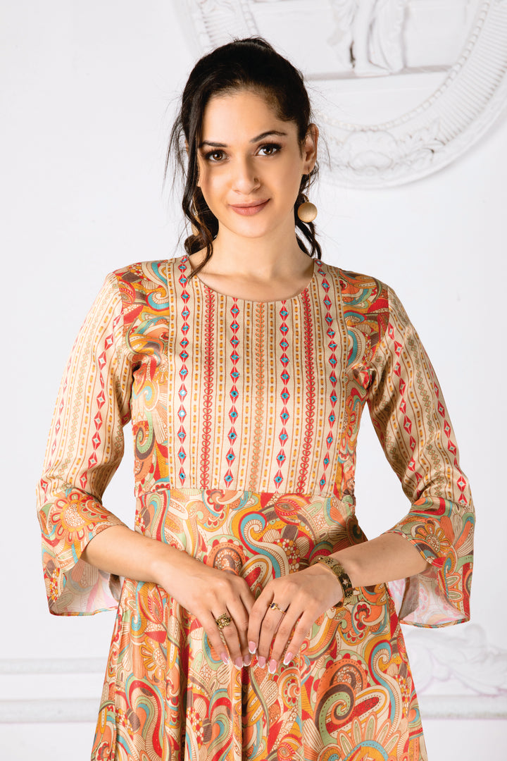 Unique Print Irregular Tassel Midi Dress main image 1