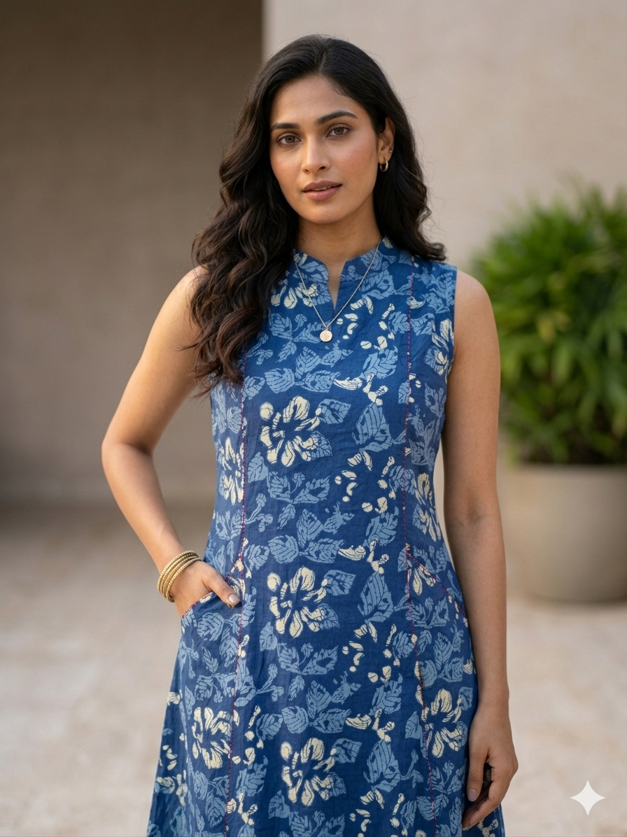 Floral Indigo Midi dress