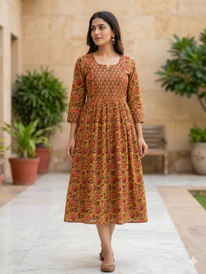 Mustard Lily Midi dress