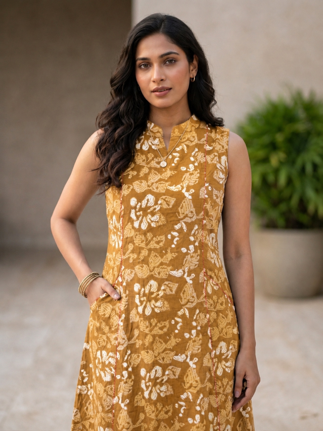Floral Mustard Midi dress
