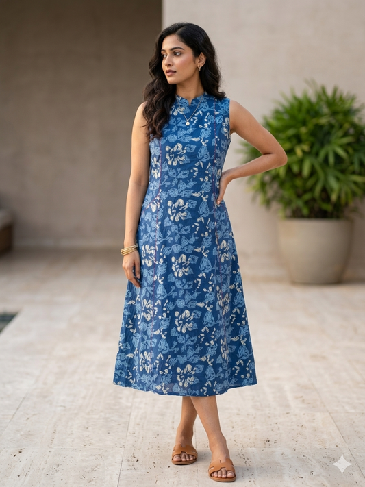 Floral Indigo Midi dress